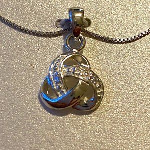 Sterling Silver Cubic Zirconia Knot Necklace NEW